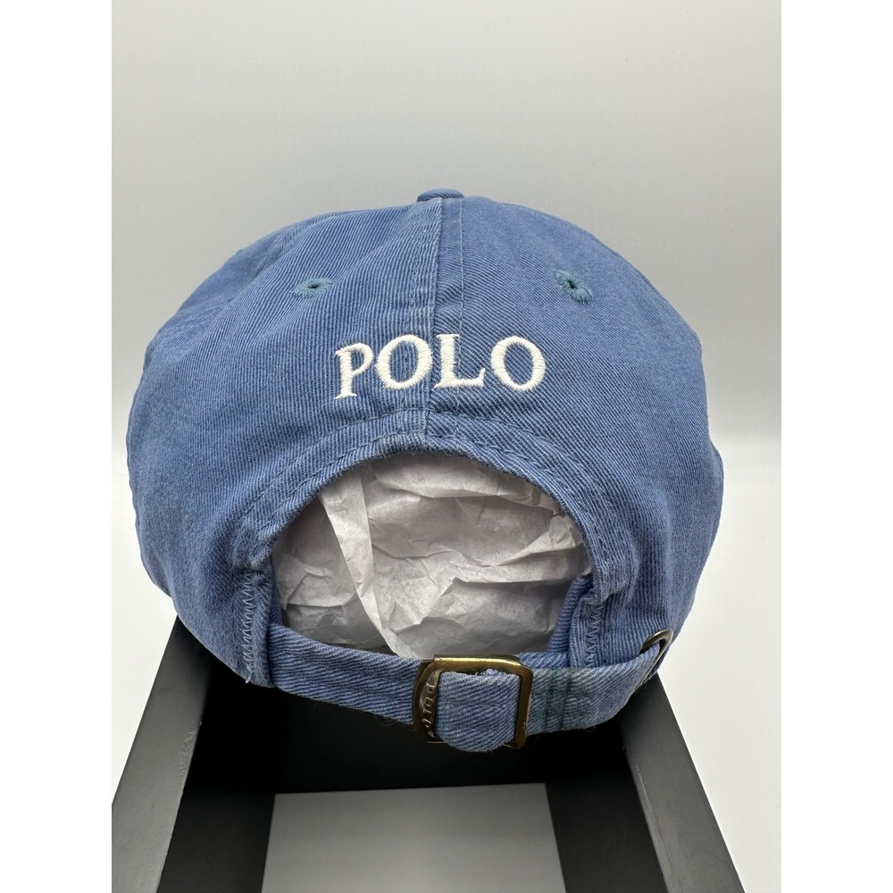 Vintage 90s Polo by Ralph Lauren Hat Made in USA Blue Chino Strapback Cap POLO - Picture 5 of 7